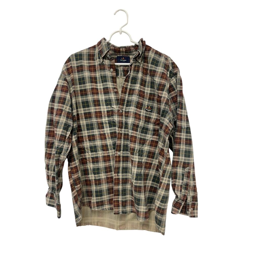 Ivy Crew Button Down Shirt Men Large Vintage Multicolor Plaid Long Sleeve Cotton